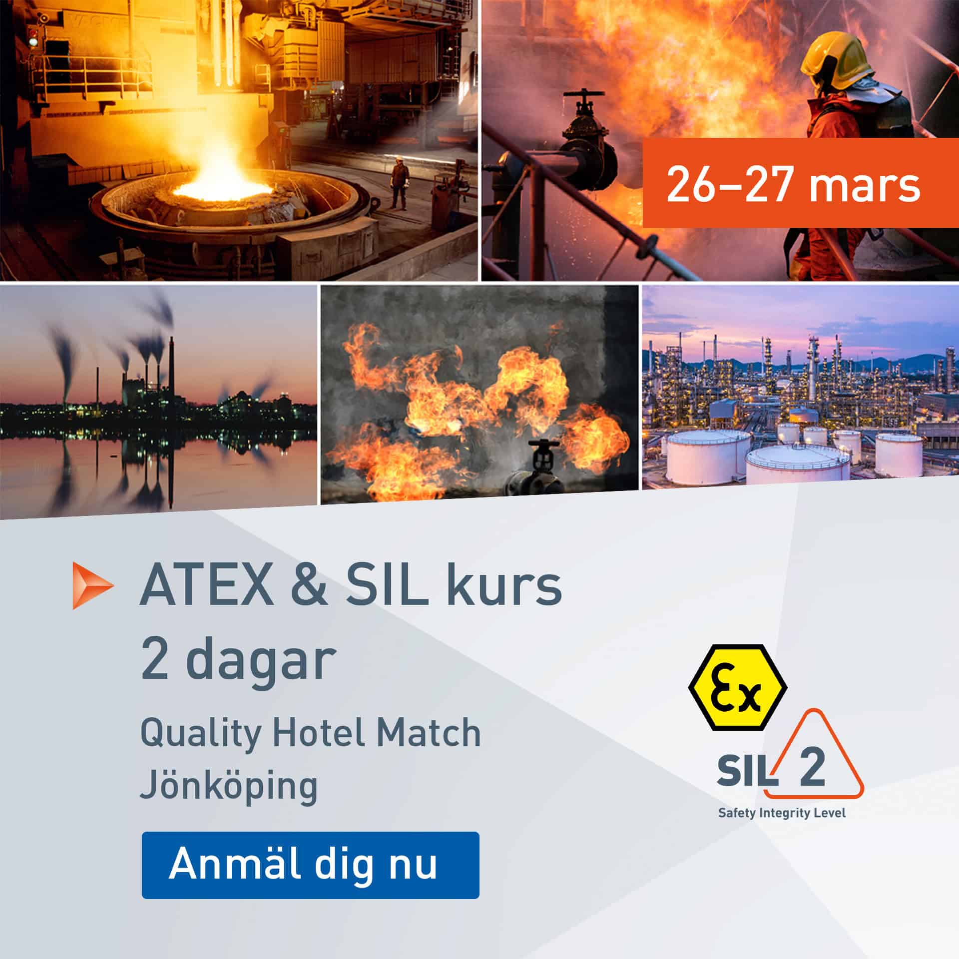 ATEX och SIL kurs - Jönköping 26-27 mars